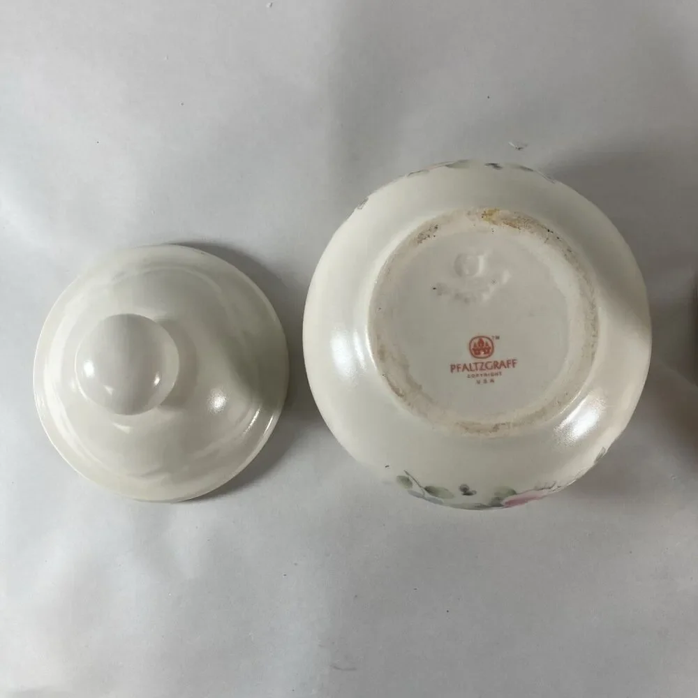 Pfaltzgraff Tea Rose Sugar Bowl Creamer Set Vintage Cottagecore Grannycore Boho